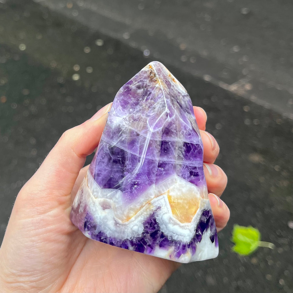 A Grade Amethyst Generator  | Natural point | Polished Top and Side Faces | Cut base so it stands up for meditation | Amethyst is the Spiritual Stone ~ Balancing and Purifying energies and much more | Genuine Gems from Crystal Heart Melbourne Australia since 1986