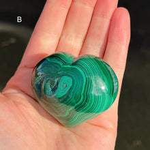 Load image into Gallery viewer, Malachite Heart | Beautiful material from the Congo | Complex and fascinating swirls and rosettes | Pockets and caves sparkle with crystalline Malachite | Genuine Gems from Crystal Heart Melbourne Australia since 1986