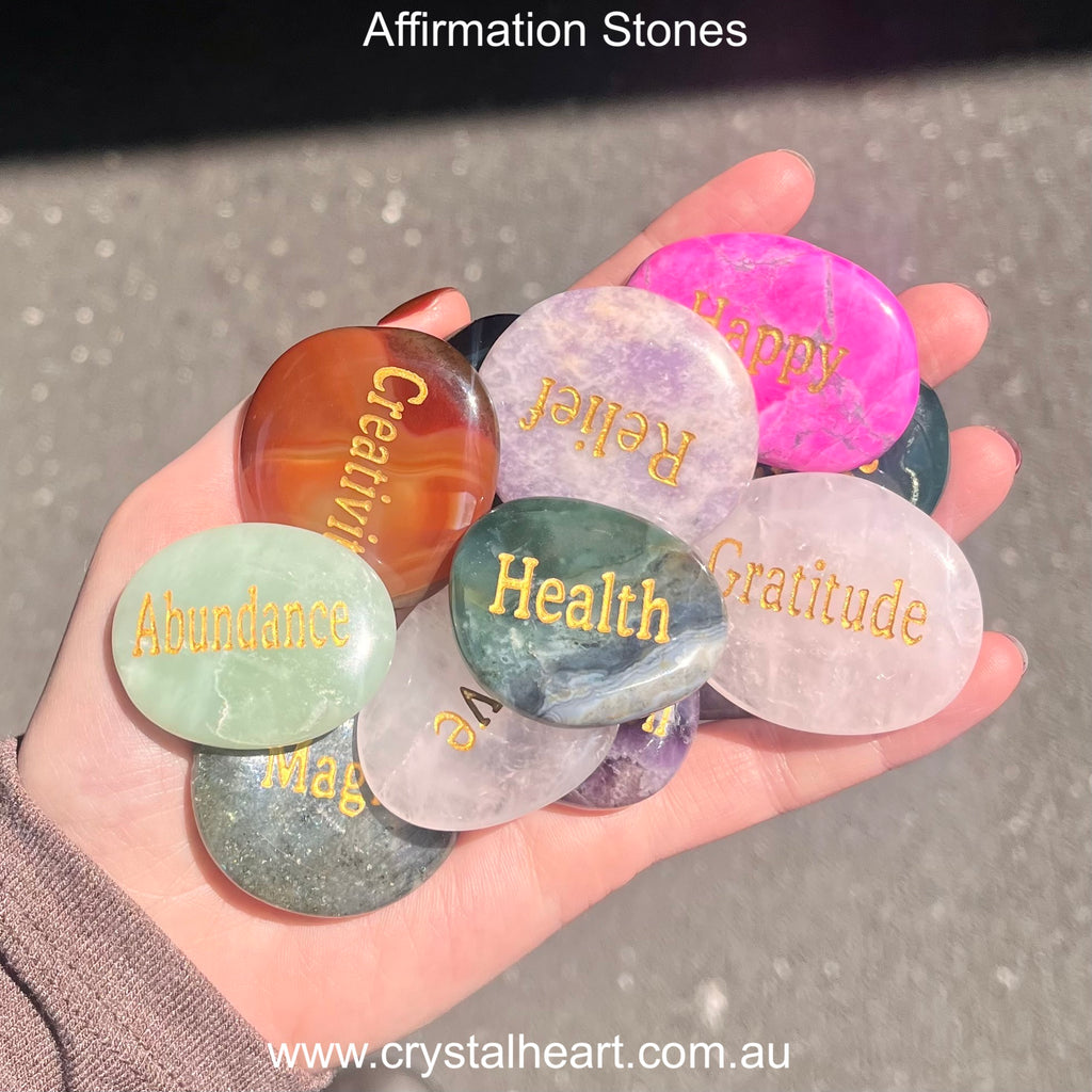 Affirmation Stones | Genuine Gemstones | Worry Stone | Crystal Healing | Genuine Gemstones from Crystal Heart Melbourne Australia since 1986