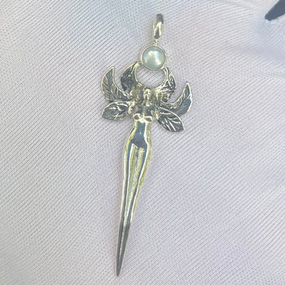 Fairy Goddess Pendant  | Round Pearl | 925 Sterling Silver | LOTR Arwen Aragorn | Genuine Gems from Crystal Heart Melbourne Australia since 1986