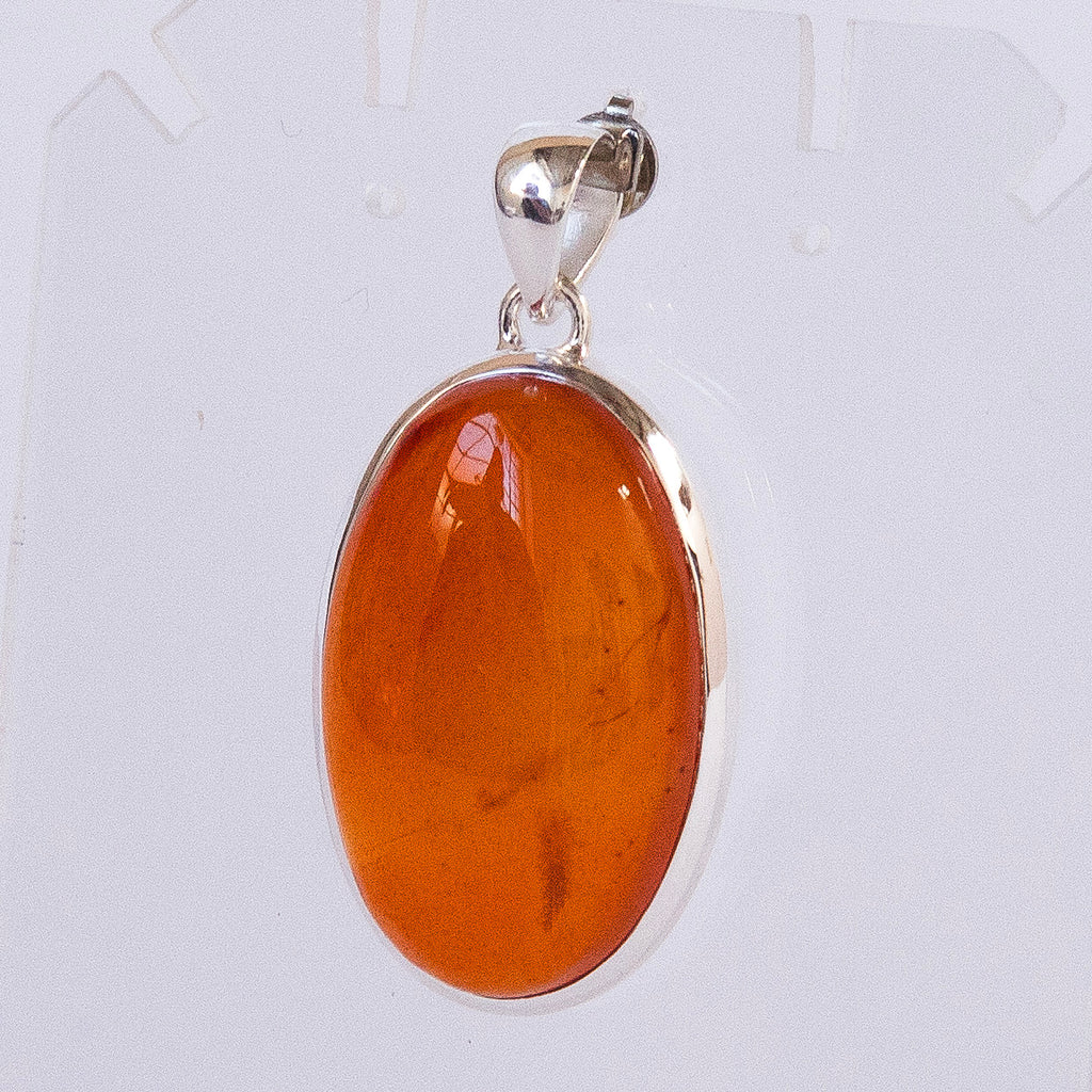 Carnelian Cabochon Pendant | Stepped 925 Sterling Silver Setting | Consistent colour and translucency | Creativity Focus | Cancer Leo Taurus | Genuine Gems from Crystal Heart Melbourne Australia since 1986 | AKA Cornelian or Sard 