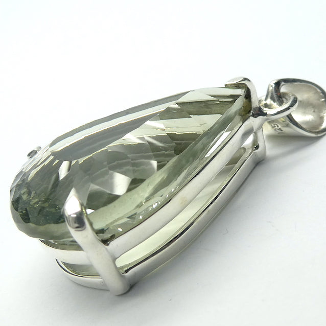 Large Flawless AAA Grade Prasiolite Pendant | 925 Sterling Silver | AKA Green Amethyst | Special Faceting | Simple quality setting that shows off the stone | Genuine Gems from Crystal Heart Melbourne Australia since 1986 
