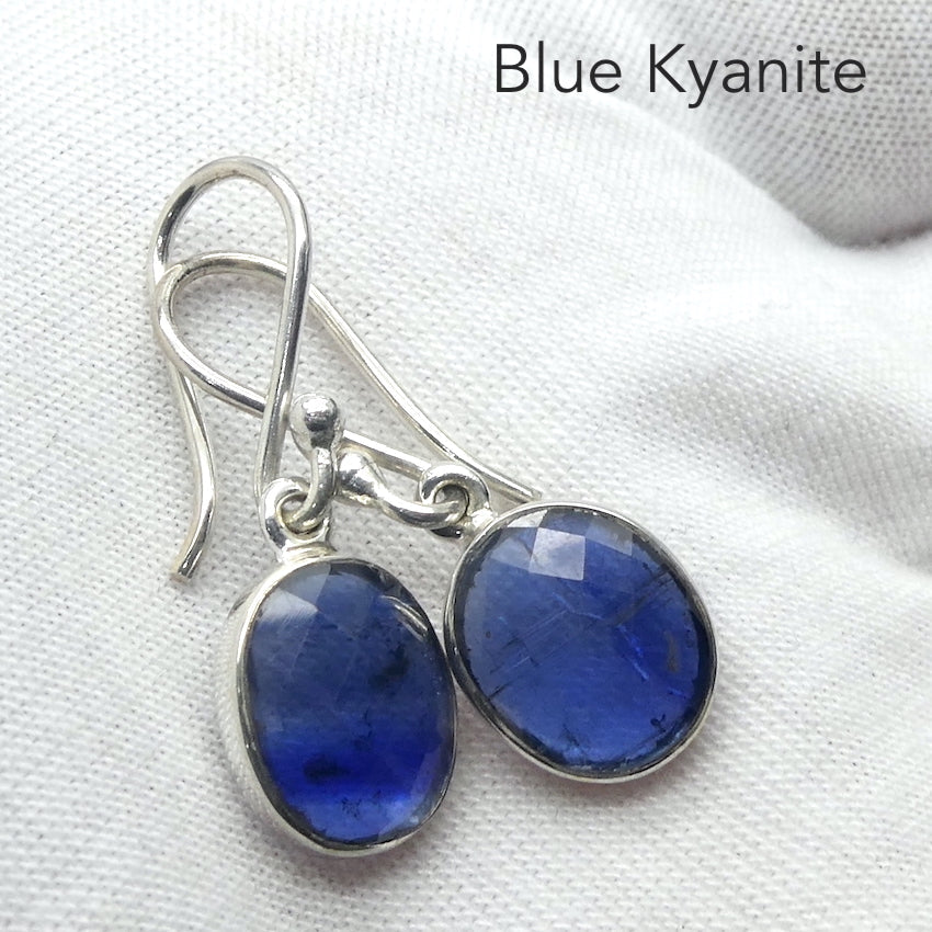 Blue Kyanite Earrings, Gemmy Faceted Ovals, 925 Silver g2