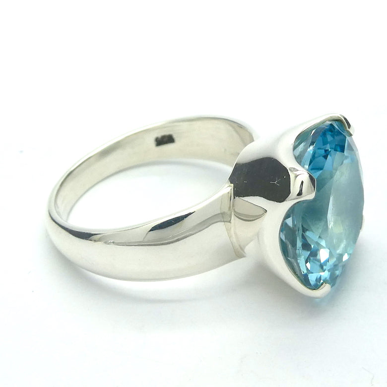Blue Topaz  Ring | Flawless Large Gemstone | Faceted Cushion Cut | Sky to Swiss  Blue | 925 Sterling Silver | US Size 7, 8 or 9 |  Genuine Gems from Crystal Heart Melbourne Australia since 1986