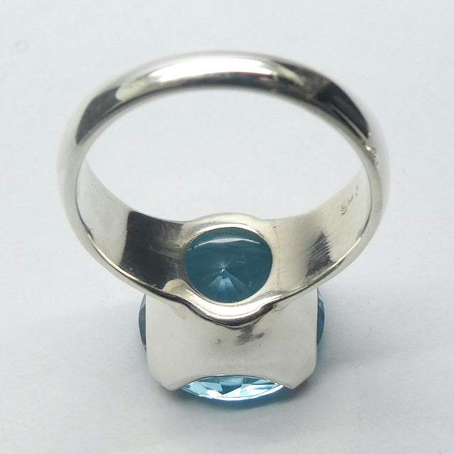Blue Topaz Ring, Cushion Cut, US Size 7, 8 or 9, 925 Silver g1