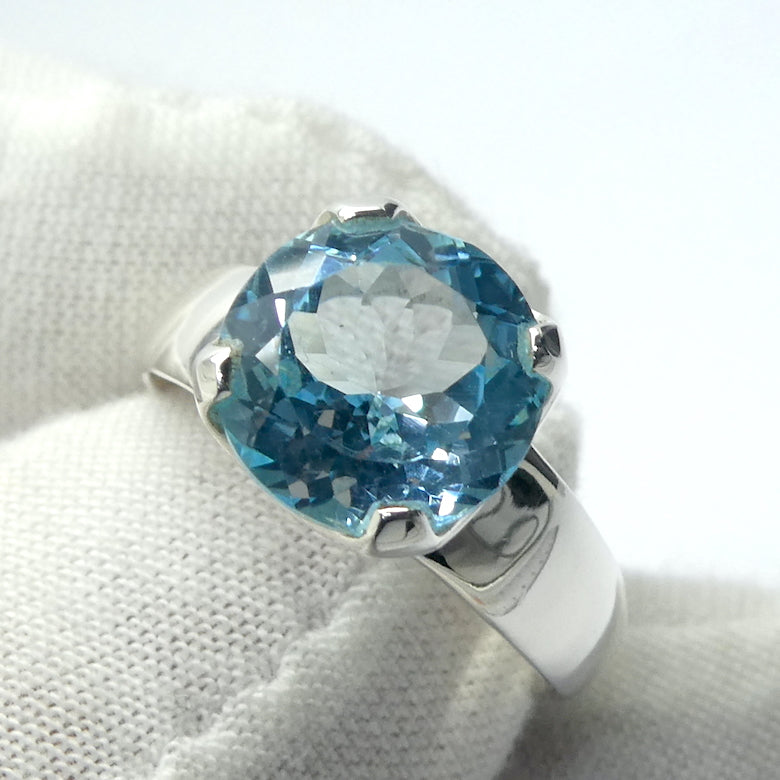 Blue Topaz Ring, Cushion Cut, US Size 6 ,7 or 8.  925 Silver g2