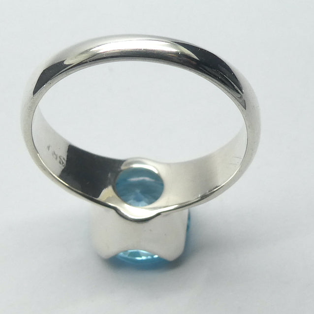 Blue Topaz Ring, Cushion Cut, US Size 6 ,7 or 8.  925 Silver g2