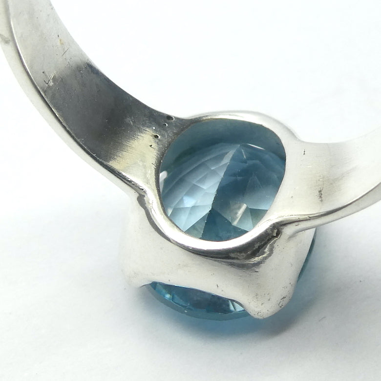 Blue Topaz Ring, Faceted Oval, US Size 6 to 9,   925 Silver g3
