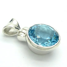 Load image into Gallery viewer, Blue Topaz Pendant |  Flawless Sky Blue | Deep Faceted Round | 925 Sterling Silver | Hinged and Shaped Bail | Genuine Gems from Crystal Heart Melbourne Australia since 1986