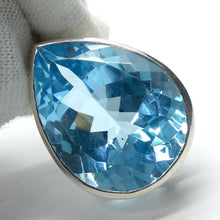 Load image into Gallery viewer, Blue Topaz Pendant | Large Flawless Sky Blue | Deep Faceted Teardrop | 925 Sterling Silver | Hinged and Shaped Bail | Genuine Gems from Crystal Heart Melbourne Australia since 1986