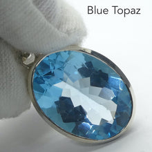 Load image into Gallery viewer, Blue Topaz Pendant | Large Flawless Sky Blue | Deep Faceted Oval | 925 Sterling Silver | Hinged and Shaped Bail | Genuine Gems from Crystal Heart Melbourne Australia since 1986