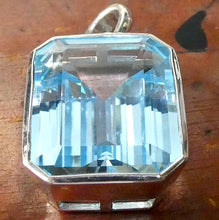 Load image into Gallery viewer, Blue Topaz Pendant | Large Flawless Sky Blue | Deep Faceted Oblong Emerald Cut | 925 Sterling Silver | Genuine Gems from Crystal Heart Melbourne Australia since 1986