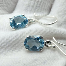 Load image into Gallery viewer, Blue Topaz Earrings, Faceted Ovals, 925 Silver, g2