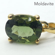 Load image into Gallery viewer, Moldavite Pendant | Dainty Faceted Oval |  Genuine Stone | Gold Plated 925 Sterling Silver | Vermeil | Intense heart personal transformation | Moldau Valley | Tektite |  Scorpio | Genuine Gems from Crystal Heart Australia since 1986
