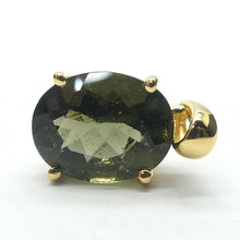 Load image into Gallery viewer, Moldavite Pendant | Dainty Faceted Oval |  Genuine Stone | Gold Plated 925 Sterling Silver | Vermeil | Intense heart personal transformation | Moldau Valley | Tektite |  Scorpio | Genuine Gems from Crystal Heart Australia since 1986