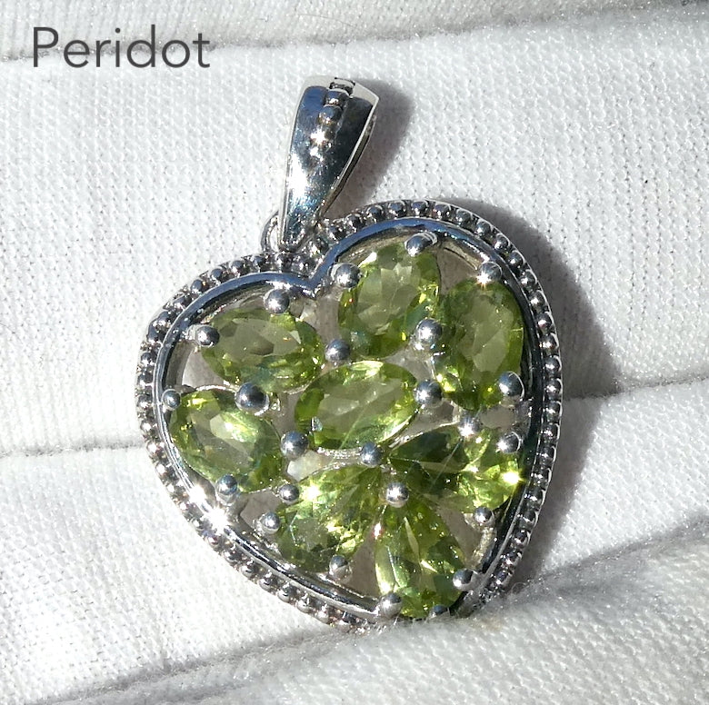 Gemstone Heart Pendant | Amethyst | Blue Topaz | Peridot | 925 Sterling Silver |  Eight Gemstones in well made setting | Genuine Gems from Crystal Heart Melbourne Australia since 1986