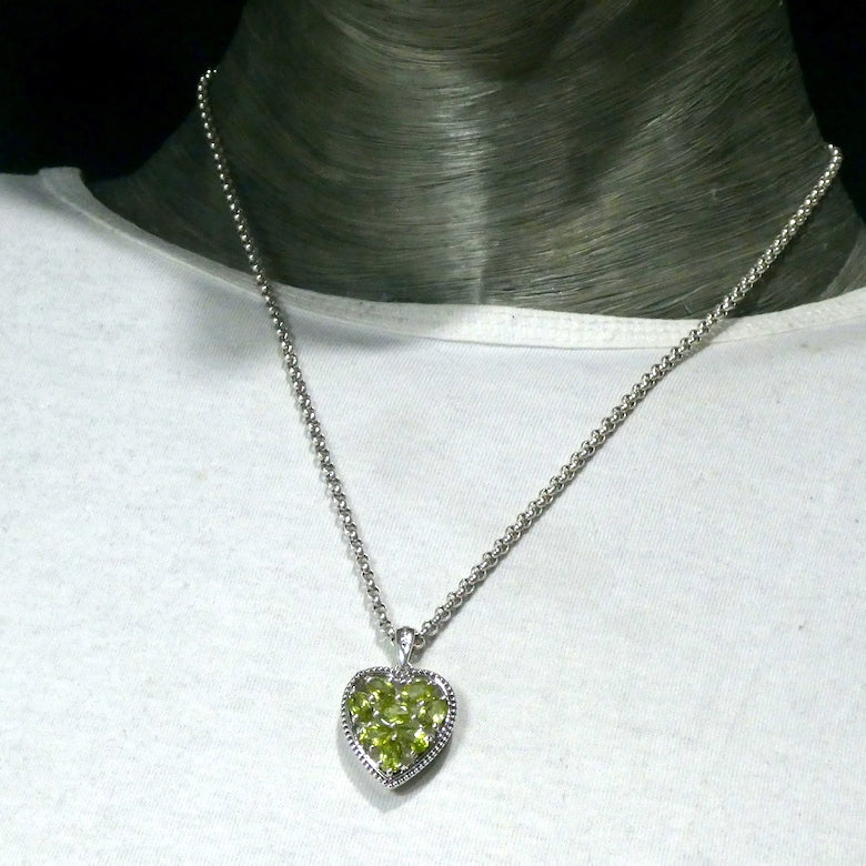Gemstone Heart Pendant | Amethyst | Blue Topaz | Peridot | 925 Sterling Silver |  Eight Gemstones in well made setting | Genuine Gems from Crystal Heart Melbourne Australia since 1986