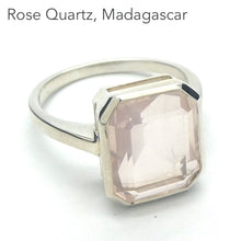 Load image into Gallery viewer, Rose Quartz Gemstone Ring | Emerald Cut | Super Clear Madagascar Material | 925 Sterling Silver | US Size 6 | 6.5 | 7 | 7.5 | 8.5 |  Star Stone Taurus Libra  | Genuine Gemstones from Crystal Heart Melbourne since 1986 