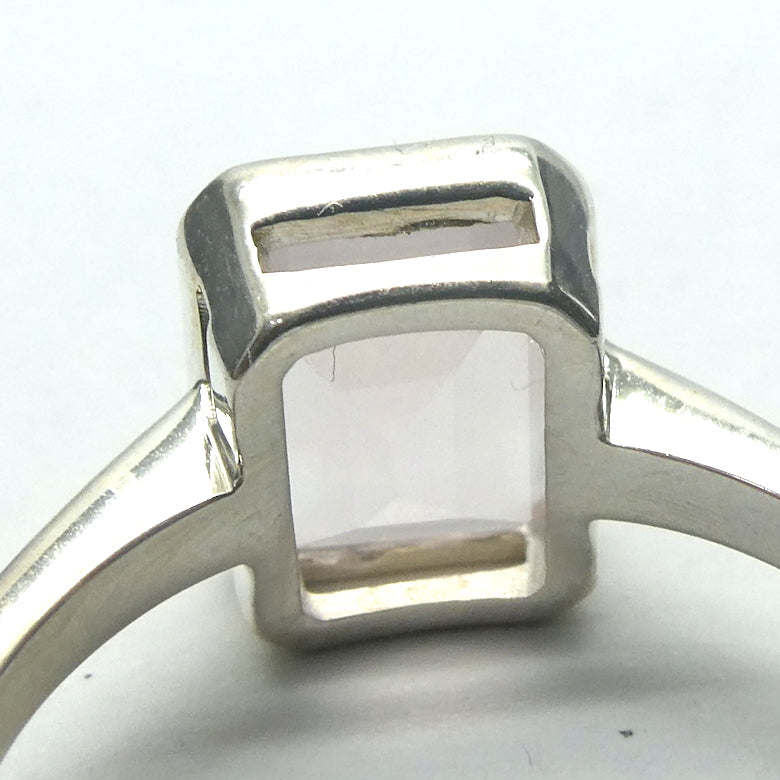 Rose Quartz Gemstone Ring | Faceted Emerald Cut | Super Clear Madagascar Material | 925 Sterling Silver | US Size 6, 7, 7,5, 8.5 | Star Stone Taurus Libra  | Genuine Gemstones from Crystal Heart Melbourne since 1986 