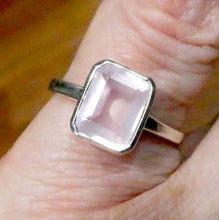 Load image into Gallery viewer, Rose Quartz Gemstone Ring | Faceted Emerald Cut | Super Clear Madagascar Material | 925 Sterling Silver | US Size 6, 7, 7,5, 8.5 | Star Stone Taurus Libra  | Genuine Gemstones from Crystal Heart Melbourne since 1986 
