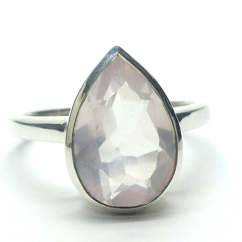 Rose Quartz Gemstone Ring | Faceted Teardrop | Super Clear Madagascar Material | 925 Sterling Silver | US Size 6 | 7|  8 | 9 |  Star Stone Taurus Libra  | Genuine Gemstones from Crystal Heart Melbourne since 1986 