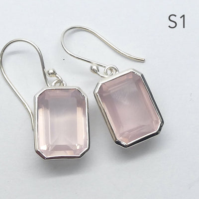 Rose Quartz Gemstone Earring | Faceted Emerald Cut | Super Clear Madagascar Material | 925 Sterling Silver | Star Stone Taurus Libra  | Genuine Gemstones from Crystal Heart Melbourne since 1986