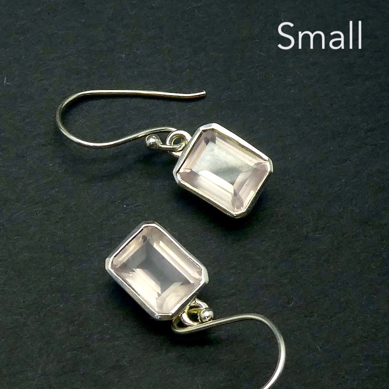 Rose Quartz Gemstone Earring | Faceted Emerald Cut | Super Clear Madagascar Material | 925 Sterling Silver | Star Stone Taurus Libra  | Genuine Gemstones from Crystal Heart Melbourne since 1986 