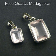 Load image into Gallery viewer, Rose Quartz Gemstone Pendant | Faceted Emerald Cut | Super Clear Madagascar Material | 925 Sterling Silver | Star Stone Taurus Libra  | Genuine Gemstones from Crystal Heart Melbourne since 1986 