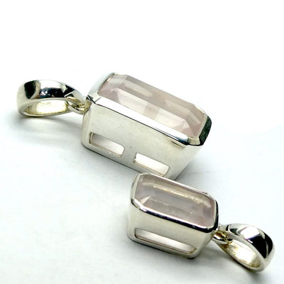Rose Quartz Gemstone Pendant | Faceted Emerald Cut | Super Clear Madagascar Material | 925 Sterling Silver | Star Stone Taurus Libra  | Genuine Gemstones from Crystal Heart Melbourne since 1986
