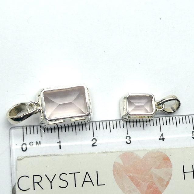 Rose Quartz Gemstone Pendant | Faceted Emerald Cut | Super Clear Madagascar Material | 925 Sterling Silver | Star Stone Taurus Libra  | Genuine Gemstones from Crystal Heart Melbourne since 1986 