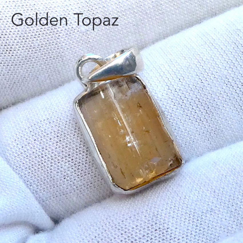 Golden Topaz Pendant | Raw Gem Quality Crystal | Simple Open Back Bezel Setting | 925 Sterling Silver | Scorpio Stone | Warm fulfilling healing energy | Emotional independence | Manifestation | Genuine Gems from Crystal Heart Melbourne since 1986
