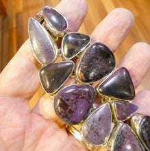 Load image into Gallery viewer, Sugilite Bracelet | 13 large Freeform Cabochons | 925 Sterling Silver | Genuine S. African Natural Stone | Activate Spiritual Vision | Genuine Gems from Crystal Heart Melbourne Australia since 1986 | AKA Allura or Royal Azel
