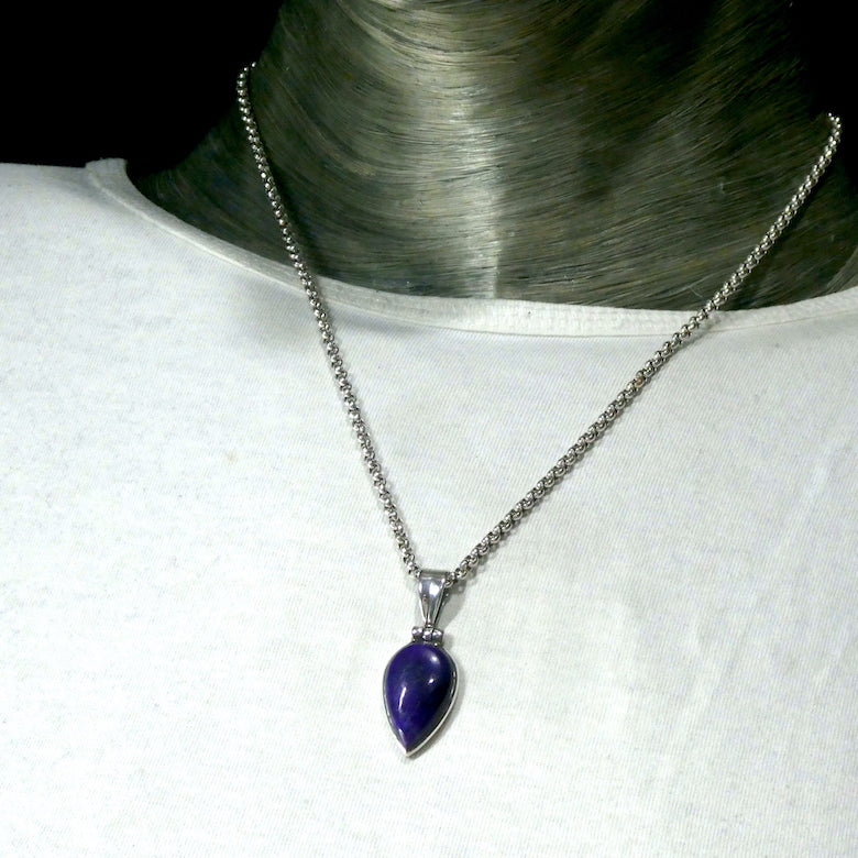 Sugilite Pendant | Rich Purple Teardop Cabochon | 925 Sterling Silver | Genuine S. African Natural Stone | Activate Spiritual Vision | Genuine Gems from Crystal Heart Melbourne Australia since 1986 | AKA Allura or Royal Azel