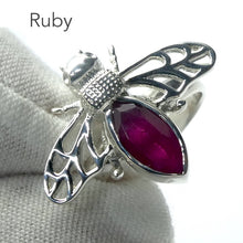 Load image into Gallery viewer, Bee Jewelry Ring | 925 Sterling silver | Faceted Ruby | Life Like | Wings in Flight | Personal Charisma Confidence Power | Lion Heart | Melissa | Merovingian | Genuine Gems from Crystal Heart Melbourne Australia since 1986