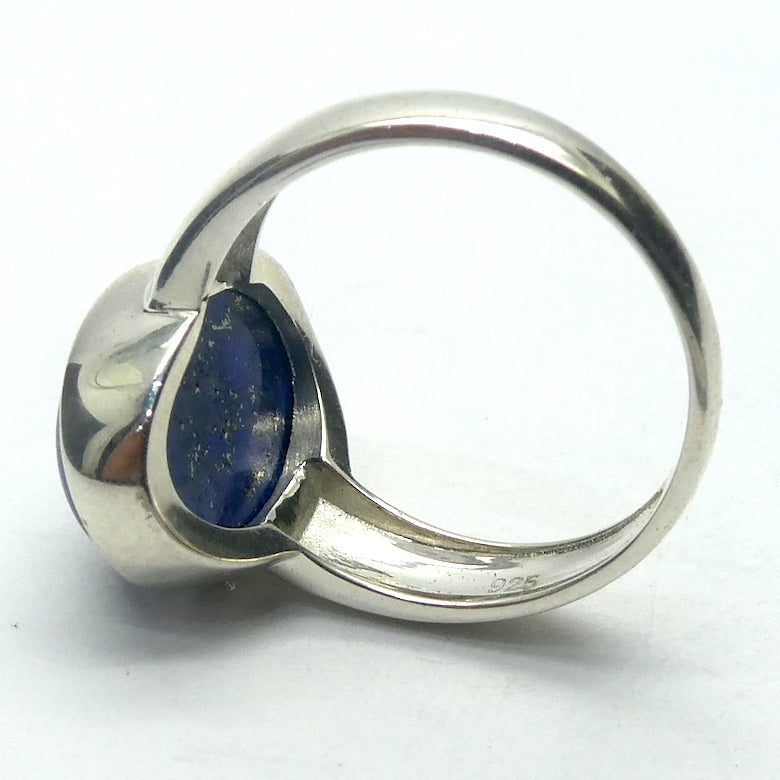 Lapis Lazuli Ring | Oval Cabochon | Perfect Blue Consistent Colour |  Golden flecks of Pyrites | Bezel Set | 925 Sterling Silver | Open Back | US Ring Size 5.5 | 7 | 8.5 | Messenger of the Gods | Meditation | Inner Truth | Genuine Gems from Crystal Heart Melbourne Australia since 1986