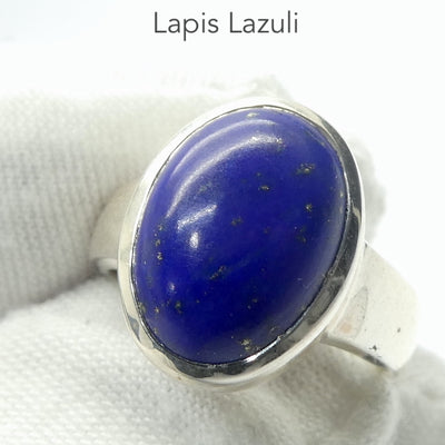 Lapis Lazuli Ring | Oval Cabochon | Perfect Blue Consistent Colour |  Golden flecks of Pyrites | Bezel Set | 925 Sterling Silver | Open Back | US Ring Size 5.5 | 7 | 8.5 | Messenger of the Gods | Meditation | Inner Truth | Genuine Gems from Crystal Heart Melbourne Australia since 1986