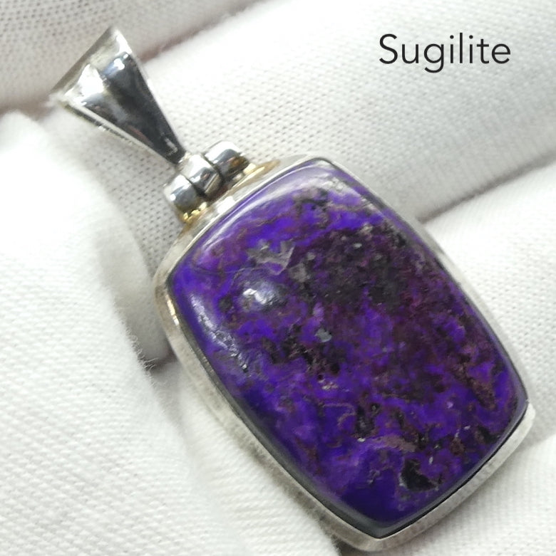 Sugilite Pendant | Rich Purple Oblong Cabochon | 925 Sterling Silver | Genuine S. African Natural Stone | Activate Spiritual Vision | Genuine Gems from Crystal Heart Melbourne Australia since 1986 | AKA Allura or Royal Azel