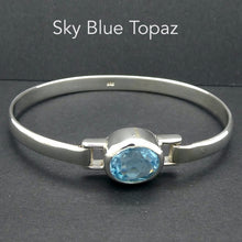 Load image into Gallery viewer, Blue Topaz Bracelet Bangle  | large Faceted Oval | bezel set | Open Back | Genuine Gemstones from Crystal Heart Melbourne Australia since 1986