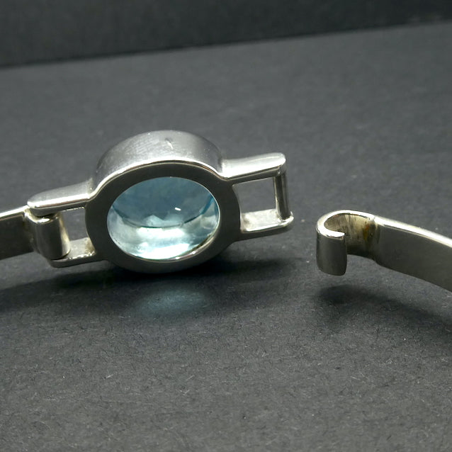 Blue Topaz Bracelet Bangle  | large Faceted Oval | bezel set | Open Back | Genuine Gemstones from Crystal Heart Melbourne Australia since 1986