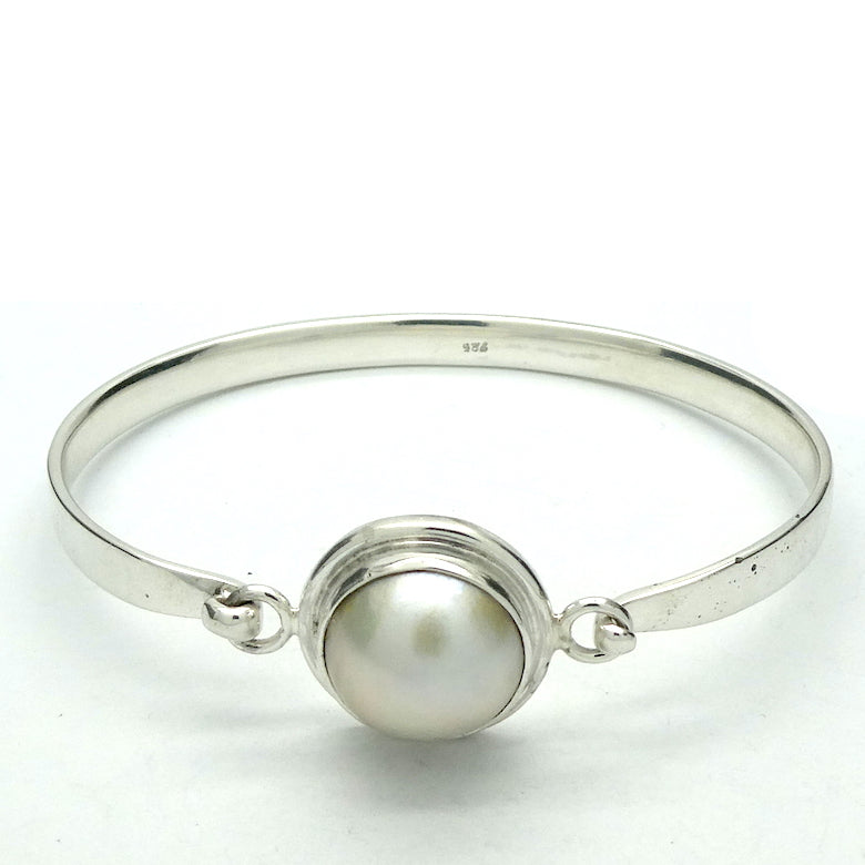 Mabe Pearl Bracelet | Genuine Gemstone | Strong 925 Silver | Simple lines | Unisex | Comfortable, easy to wear | Genuine Gems fron Crystal Heart Melbourne Australia since 1986