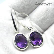 Load image into Gallery viewer, Amethyst Earrings | Faceted Ovals | Perfect Purple | 925 Sterling Silver |  Solid bezel Set | Open Back | Secure Custom Hooks | Genuine Gems from Crystal Heart Australia since 1986