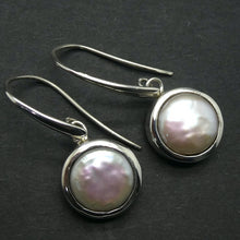 Load image into Gallery viewer, Baroque Button  Pearl Earrings | 925 Sterling Silver | Lovely Lustre | Superior Bezel setting with custom hooks | Genuine Gems from Crystal Heart Melbourne Australia since 1986