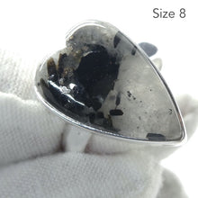 Load image into Gallery viewer, Black Tourmaline in Clear Quartz Ring | Heart Shaped Cabochon | Natural | US Size 7.5, 8, 9, 9.5 | 925 Sterling Silver | Genuine gems from Crystal Heart Melbourne Australia since 1986