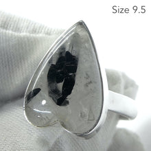 Load image into Gallery viewer, Black Tourmaline in Clear Quartz Ring | Heart Shaped Cabochon | Natural | US Size 7.5, 8, 9, 9.5 | 925 Sterling Silver | Genuine gems from Crystal Heart Melbourne Australia since 1986