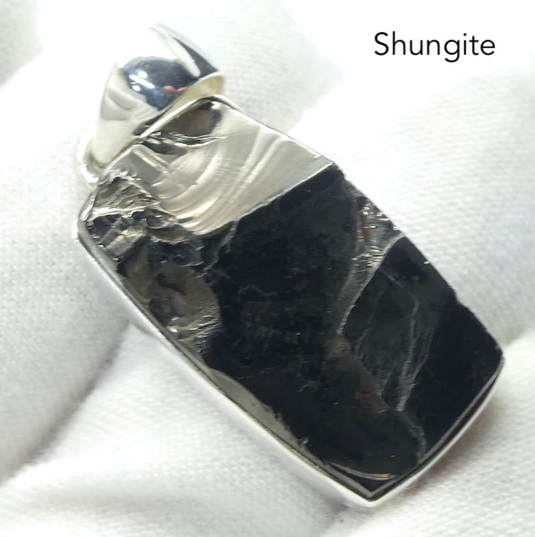 Noble Shungite Pendant | Raw Unpolished Oblong | 925 Sterling Silver | Major Healing Stone | Fullerenes and Buckyballs | Purify Water | Channel Calm Healing Universal Energy | Protect from EMFs | Genuine Gems from Crystal Heart Melbourne Australia since 1986