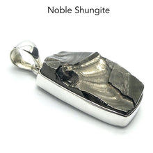 Load image into Gallery viewer, Noble Shungite Pendant | Raw Unpolished Oblong | 925 Sterling Silver | Major Healing Stone | Fullerenes and Buckyballs | Purify Water | Channel Calm Healing Universal Energy | Protect from EMFs | Genuine Gems from Crystal Heart Melbourne Australia since 1986