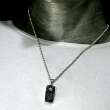 Load image into Gallery viewer, Noble Shungite Pendant, Unpolished Oblong, 925 Sterling Silver