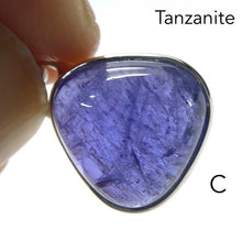 Load image into Gallery viewer, Tanzanite Gemstone Pendant  | Small  Cabochon | Bezel Set | Open Back | Nice blue violet | Good Transparency | Fascinating Veils | inclusions | 925 Sterling Silver | Achieve your spiritual potential  | Genuine Gems from Crystal Heart Melbourne since 1986