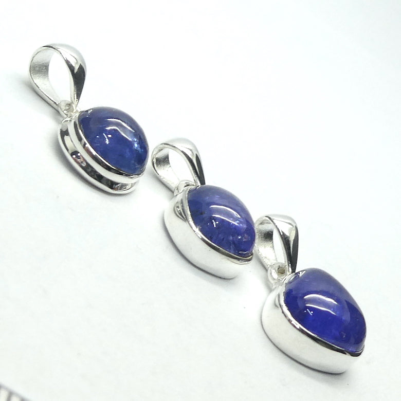 Tanzanite Gemstone Pendant  | Small  Cabochon | Bezel Set | Open Back | Nice blue violet | Good Transparency | Fascinating Veils | inclusions | 925 Sterling Silver | Achieve your spiritual potential  | Genuine Gems from Crystal Heart Melbourne since 1986