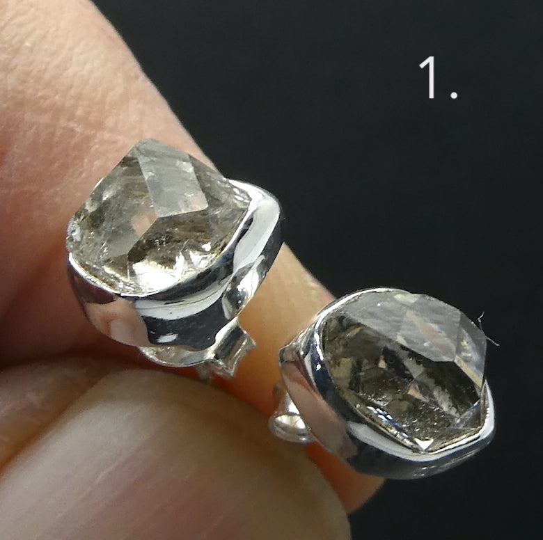 Herkimer Diamond Stud Earrings | 925 Sterling Silver | Herkimer County NY State | Genuine Gems from Crystal Heart Melbourne Australia since 1986